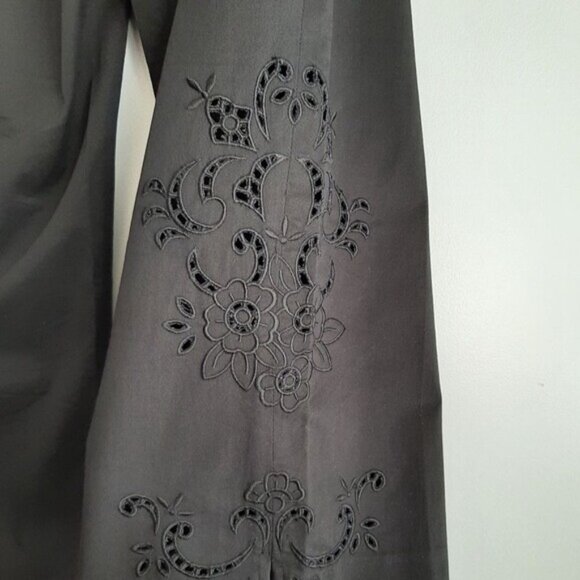 LAURA / Floral Eyelet Embroidery Capri Crop Cottagecore Dress Pants Black Sz 16 - Picture 9 of 13